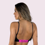 Top Yasmim Preto com Elástico Pink Shallow
