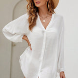 Saída de Praia Camisa com Botões Transparente