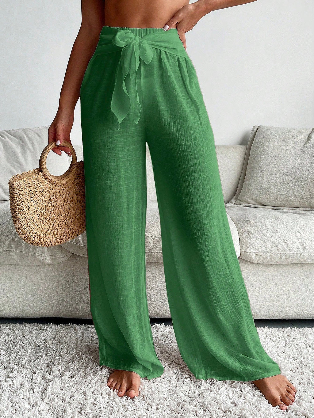 Saída de Praia Calça Feminina com Laço