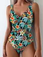 Maiô Feminino Costas Nadador Estampa Tropical