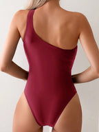 Maiô Feminino Um Ombro Só com Nó Frontal