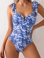 Maiô Feminino Decote V Estampa Retro