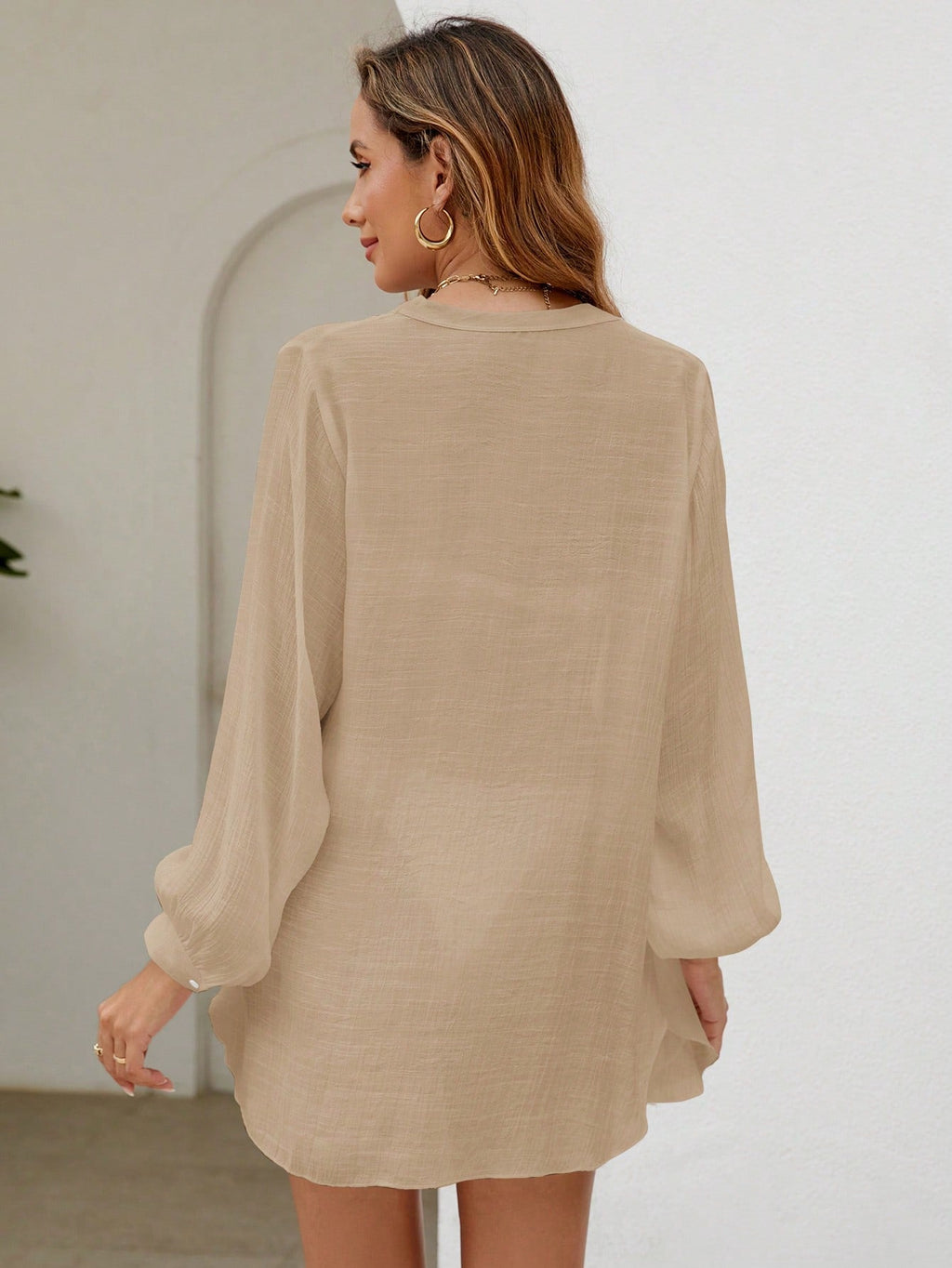 Saída de Praia Camisa com Botões Transparente