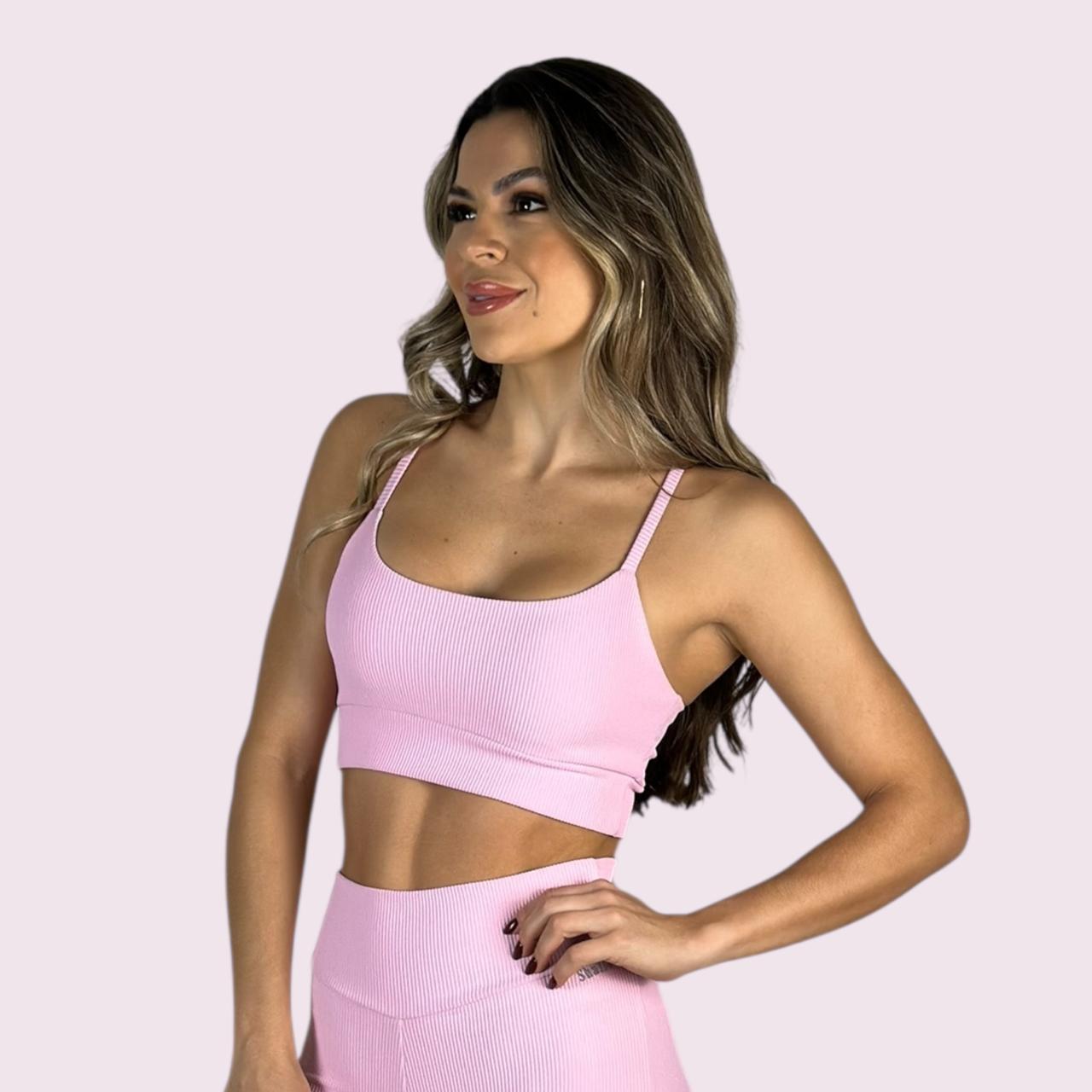 Top Isa Cotelê Rosa Candy