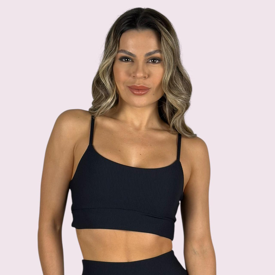 Top Isa Cotelê Preto