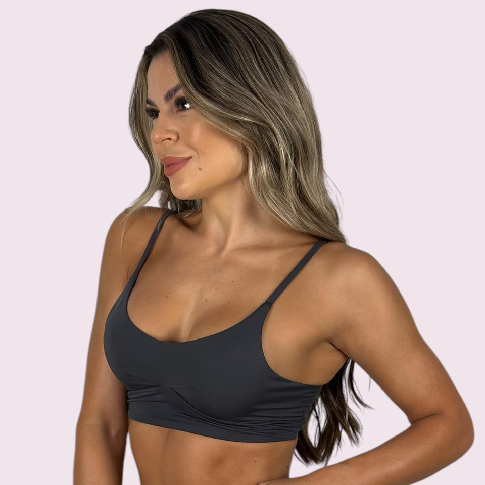 Top Yasmim Suplex Grafite com Amarelo Neon