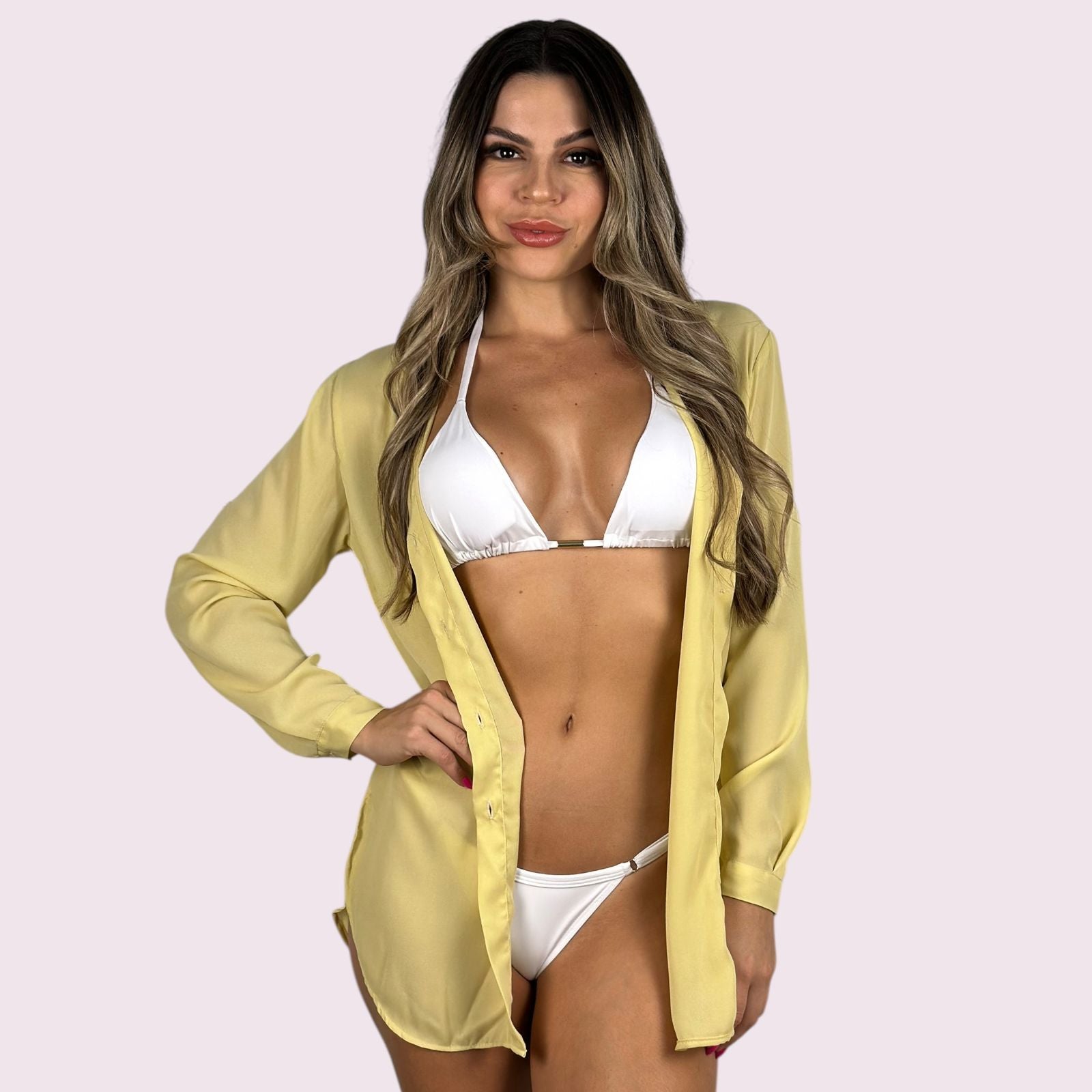 Camisa de Praia Amarelo Candy G/GG