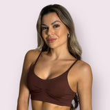 Top Yasmim Suplex Coffee com Off White