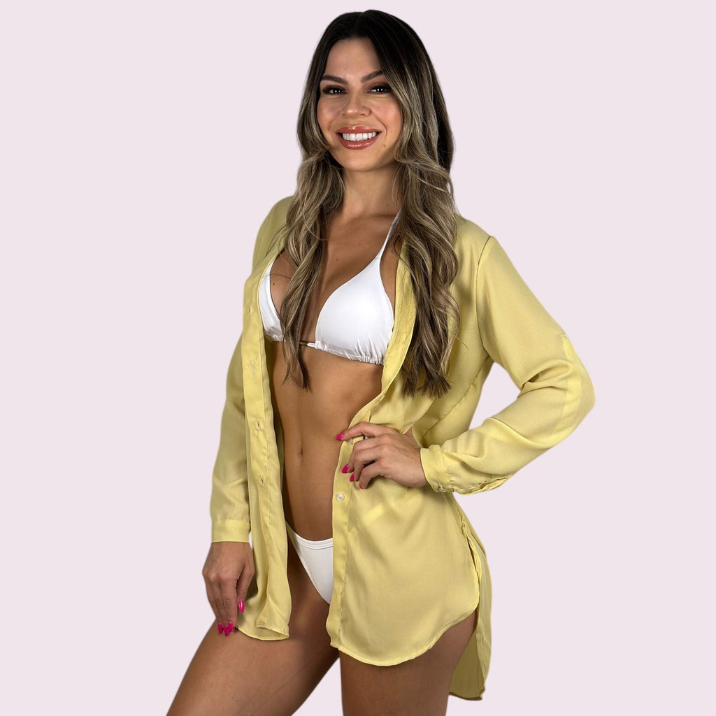 Camisa de Praia Amarelo Candy P/M