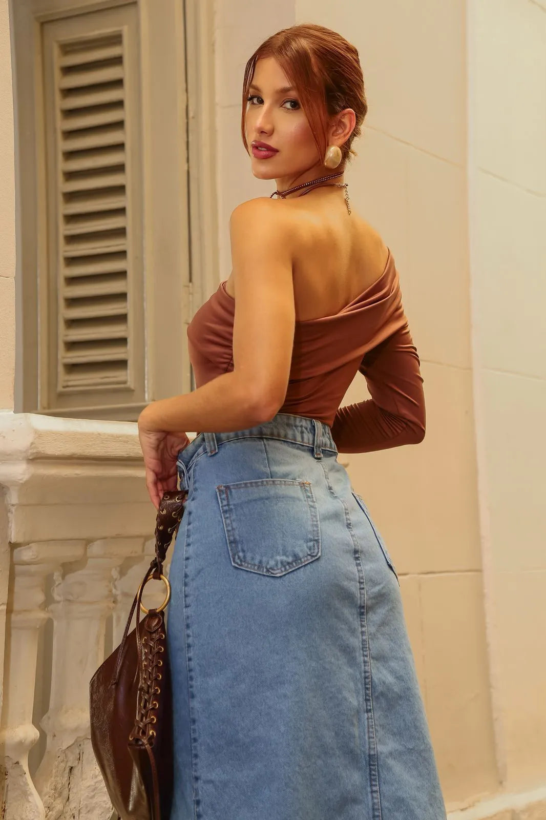 Saia Jeans Midi