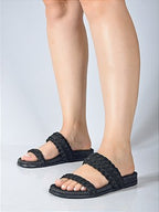 Sandália Papete Preto Spike Prata