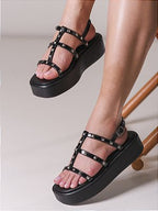 Sandália Papete Ouro Spike Dourado